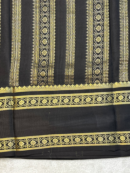 Pure Mysore Silk In Bentex Checks With Orange & Black Contrast Blouse