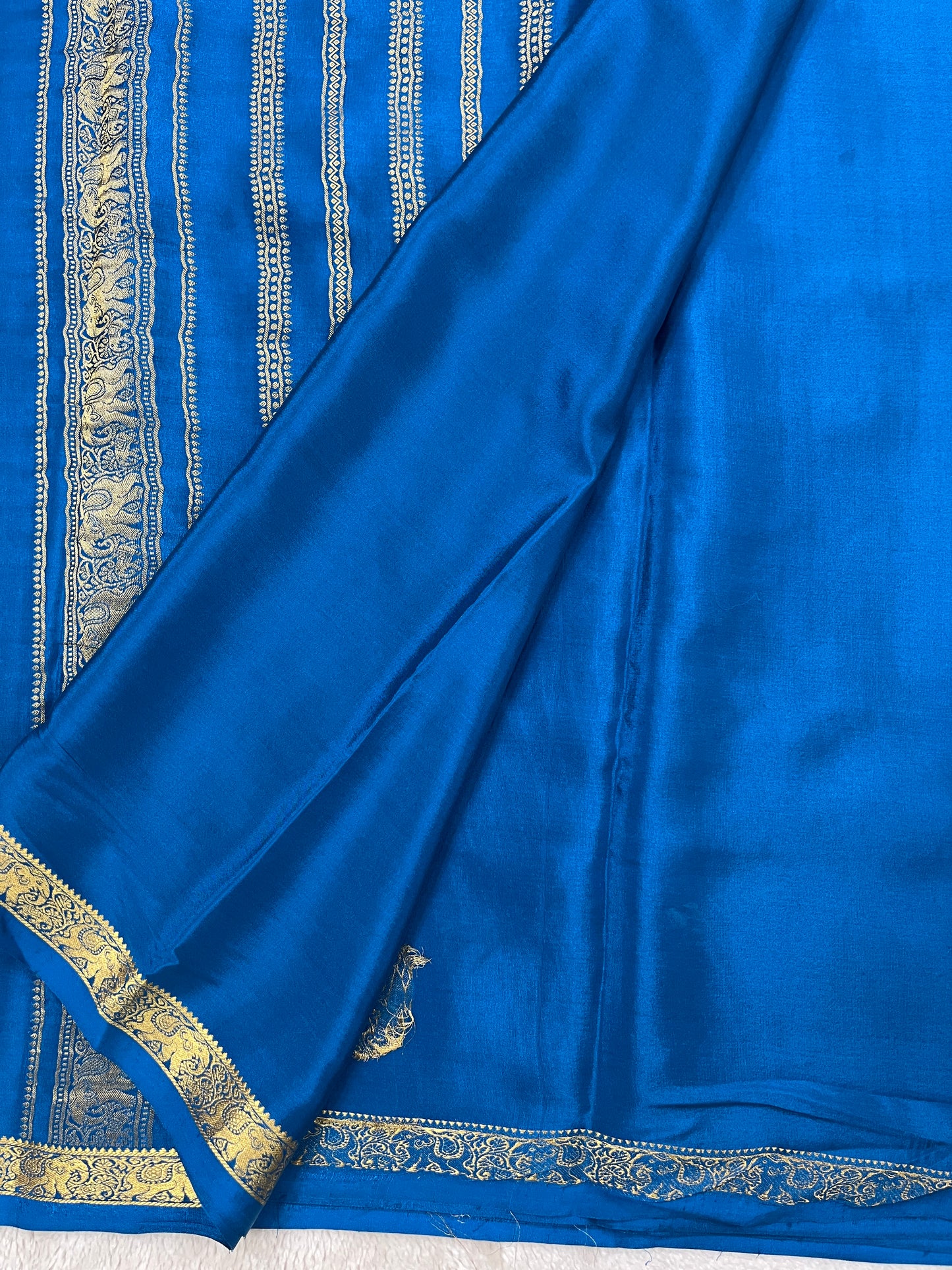 Pure Crepe Mysore Silk Saree with Elephant Butta in Royal Blue