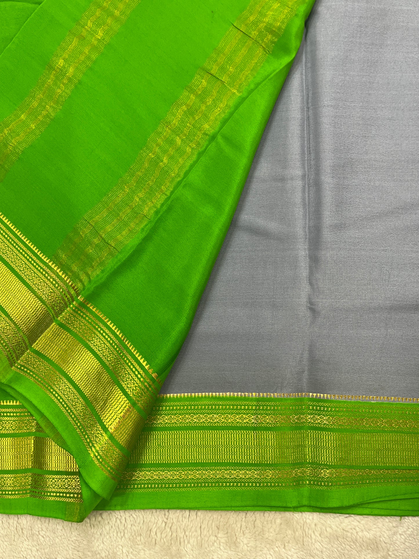 Pure Crepe Mysore Silk Saree in Patti border - 1146001