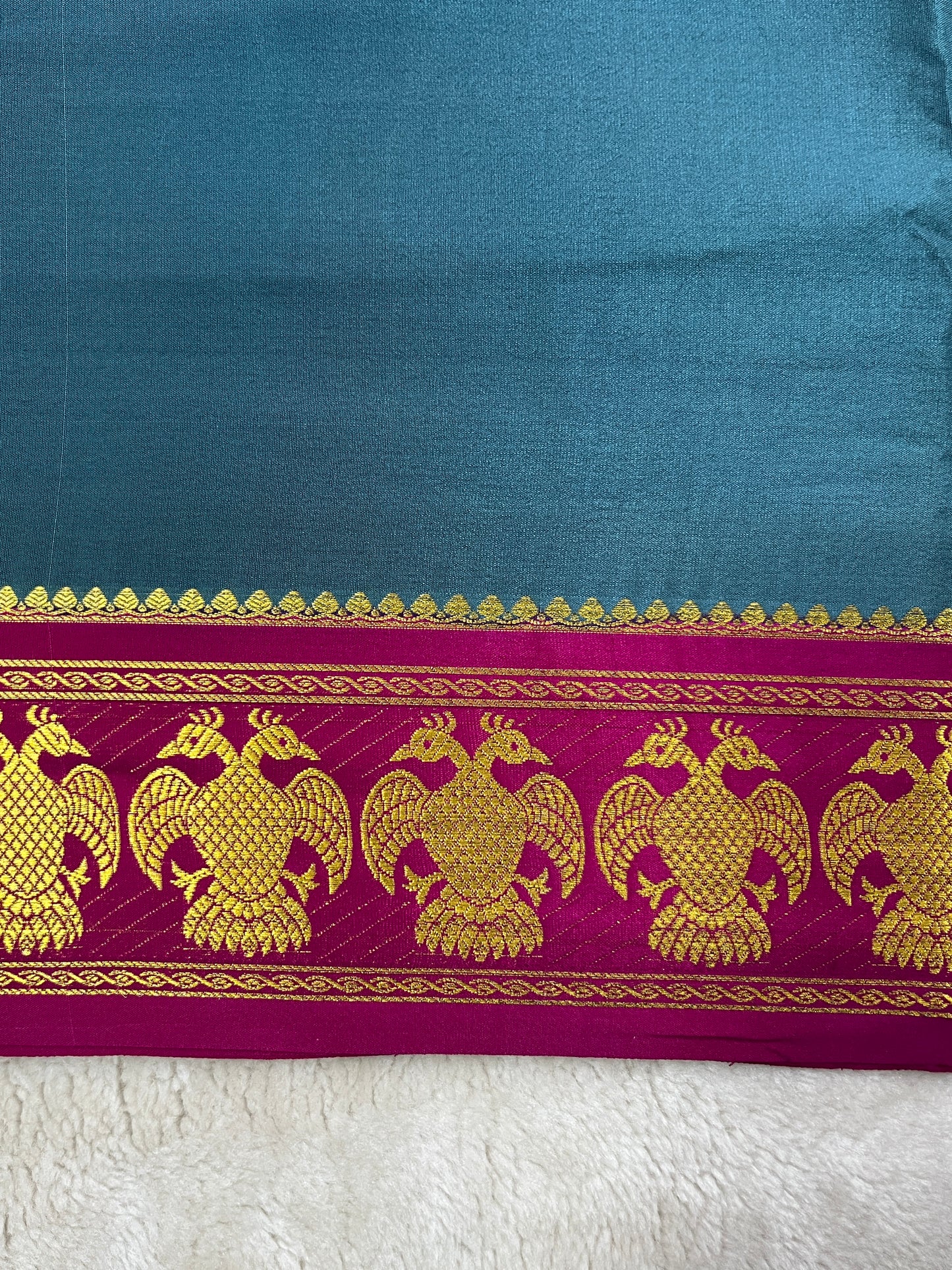 Pure Crepe Mysore Silk Saree in Gandaberunda pattern - 1146003