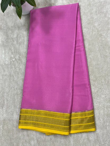 Pure Crepe Mysore Silk Saree in Patti border - 1146001