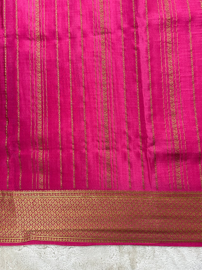 Pure Crepe Mysore Silk with DT Stripes in Pink