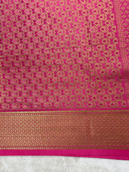 Pure Crepe Mysore Silk with DT Stripes in Pink