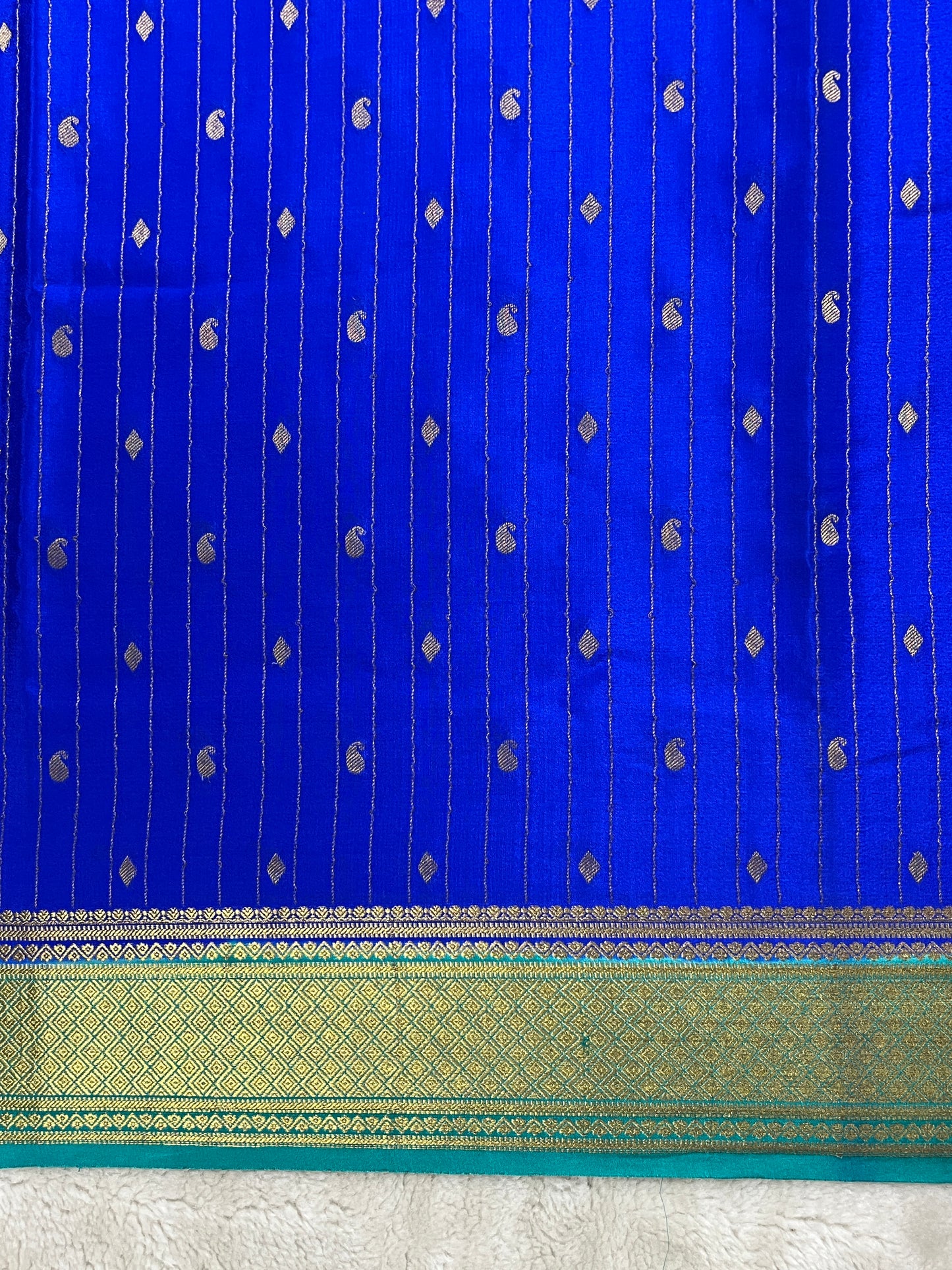 Pure Crepe Mysore Silk Saree in stripes Butta - 1145304