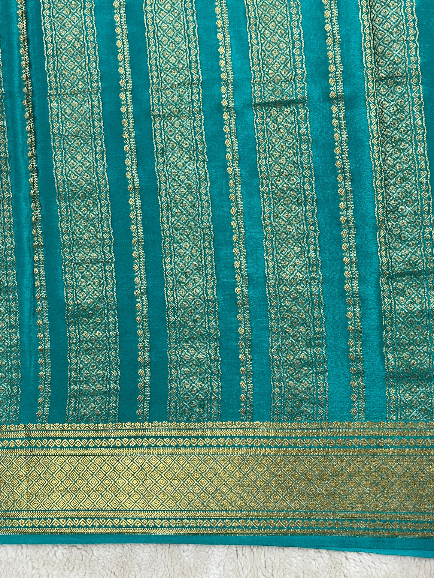 Pure Crepe Mysore Silk Saree in stripes Butta - 1145304