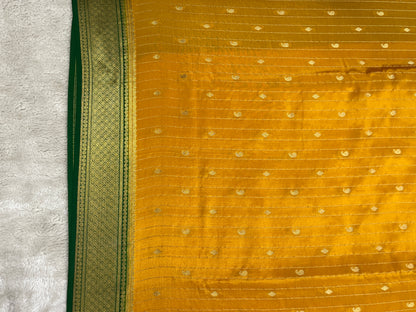 Pure Crepe Mysore Silk Saree in stripes mango Butta - 1145304
