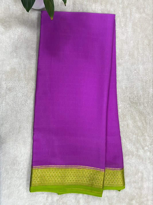 Pure Crepe Mysore Silk Saree in Contrast Border - 16271501