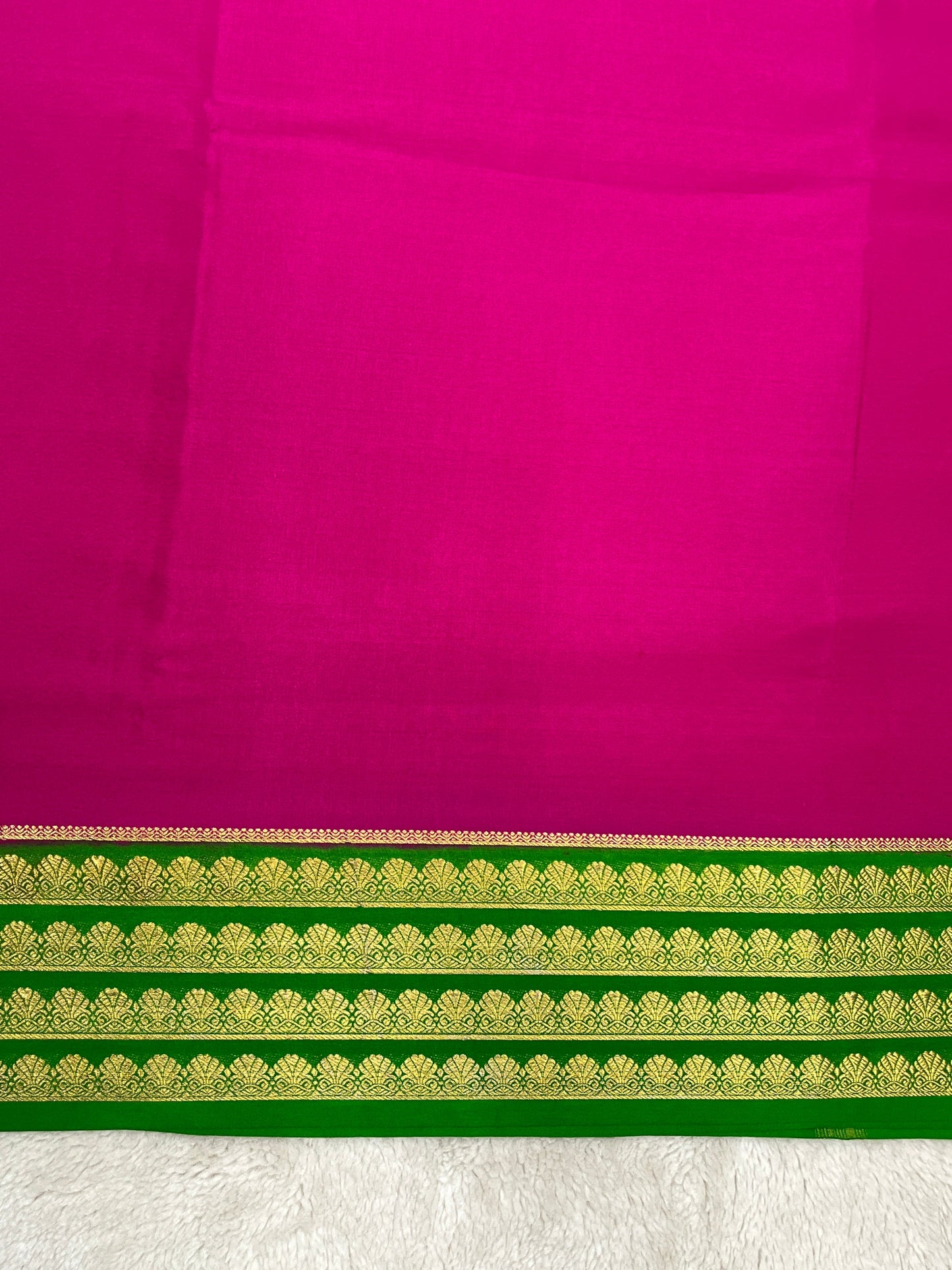 Pure mysore silk saree in Plain Red with Contrast Green Blouse-16271501