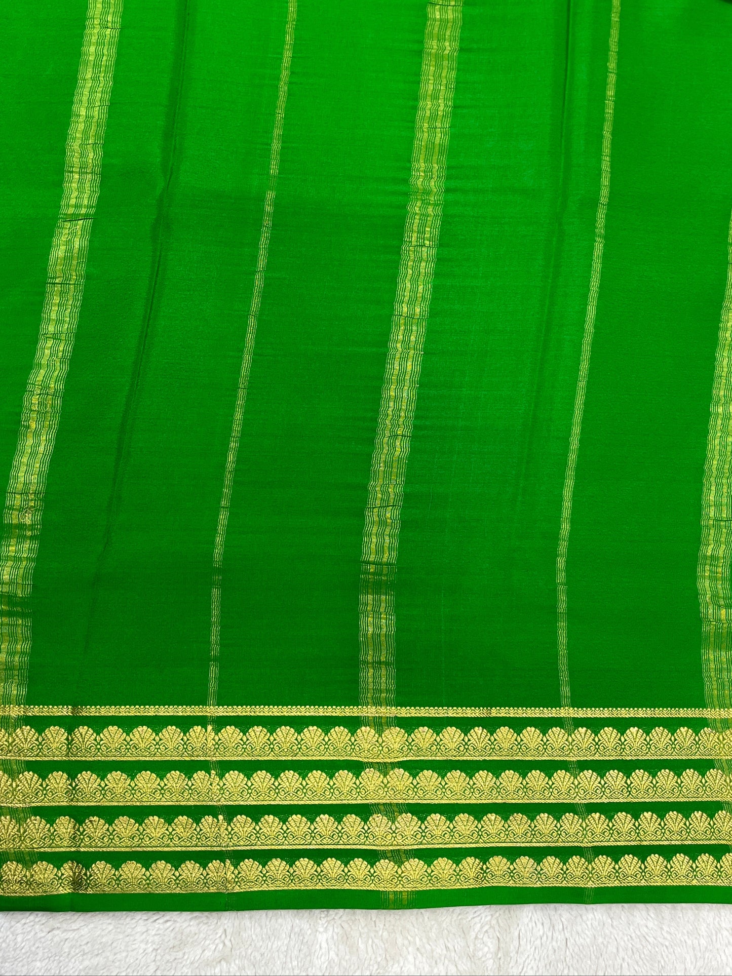 Pure mysore silk saree in Plain Red with Contrast Green Blouse-16271501