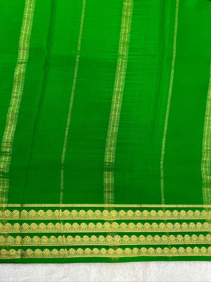 Pure mysore silk saree in Plain Red with Contrast Green Blouse-16271501