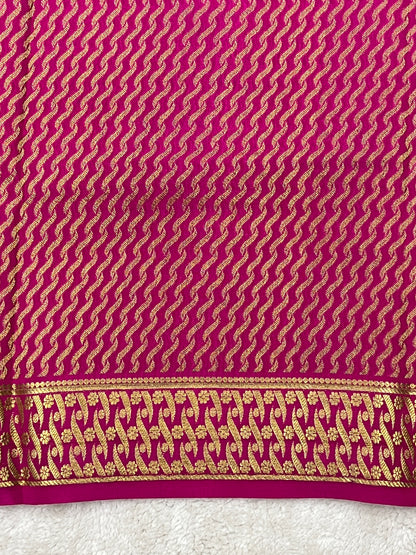 Pure mysore silk saree with Butta in White with Contrast Pink Blouse - 16271504
