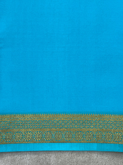 Pure mysore silk saree in Plain Self Sky Blue Colour-16271502