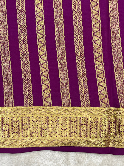 Pure mysore silk saree -Plain Contrast-16271501