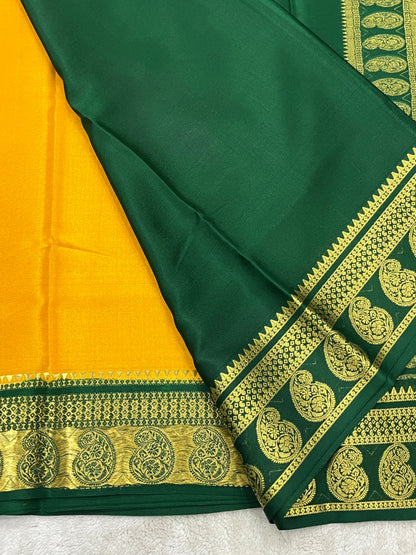 Pure mysore silk saree -Plain Contrast-16271501