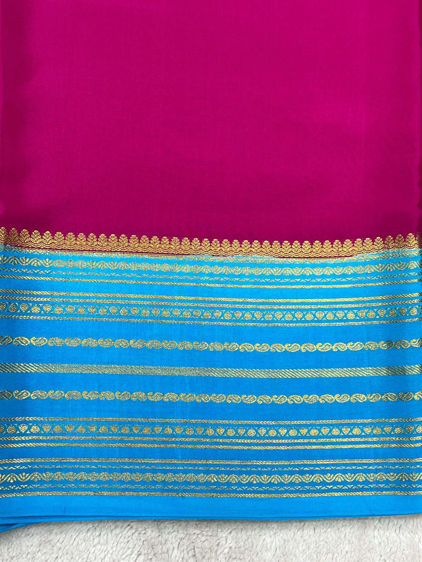 Pure mysore silk saree -Plain Contrast-16271509