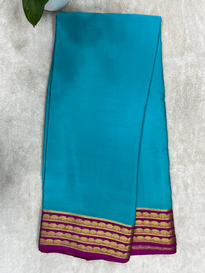 Pure Crepe Mysore Silk Saree in Contrast Border - 1146006