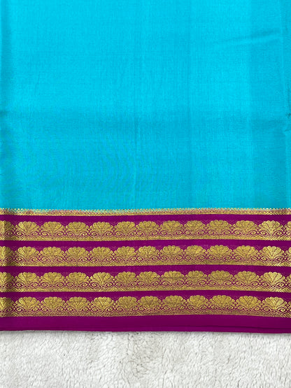 Pure Crepe Mysore Silk Saree in Contrast Border - 1146006