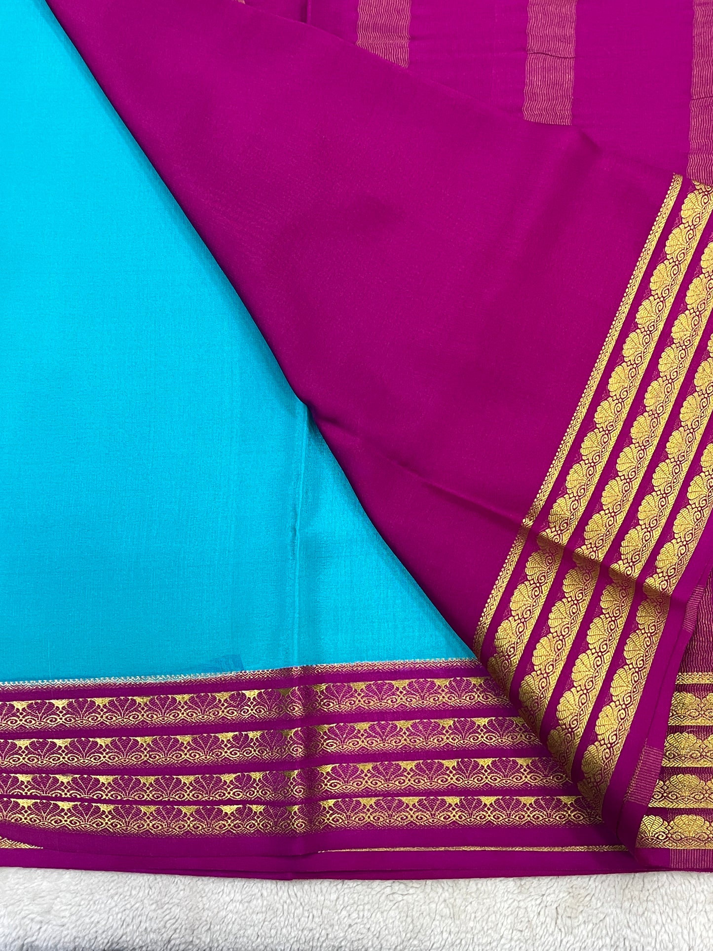 Pure Crepe Mysore Silk Saree in Contrast Border - 1146006