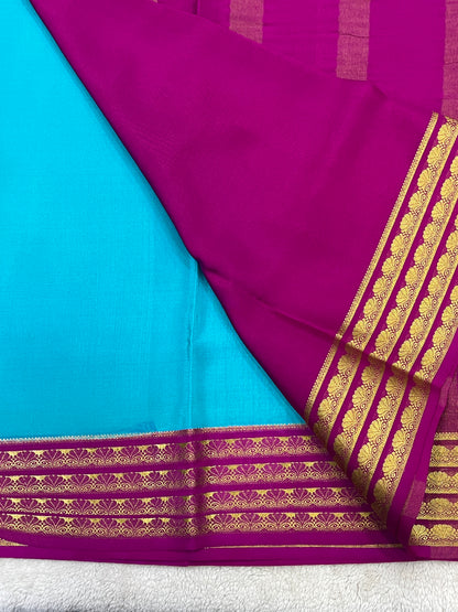 Pure Crepe Mysore Silk Saree in Contrast Border - 1146006