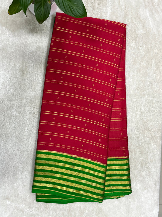 Pure crepe mysore silk-butta contrast - 16271504