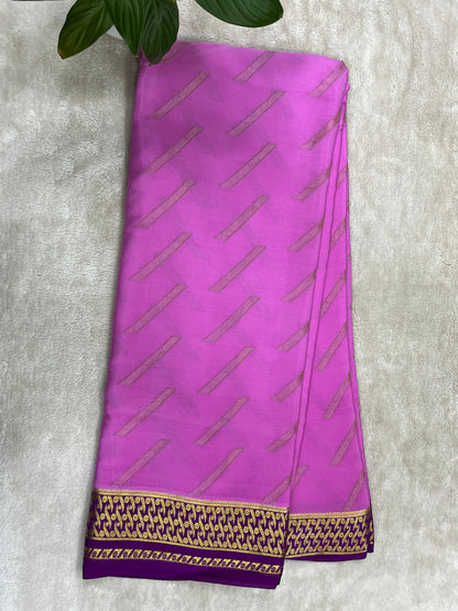 pure crepe mysore silk saree butta contrast - 16271504
