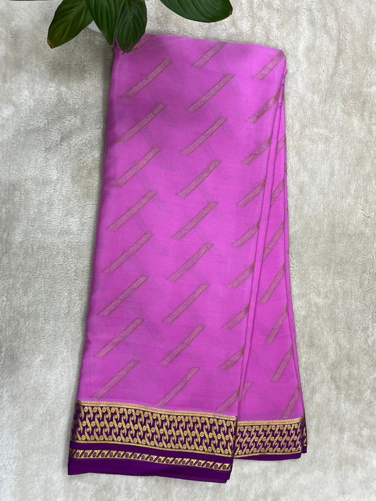 pure crepe mysore silk saree butta contrast - 16271504