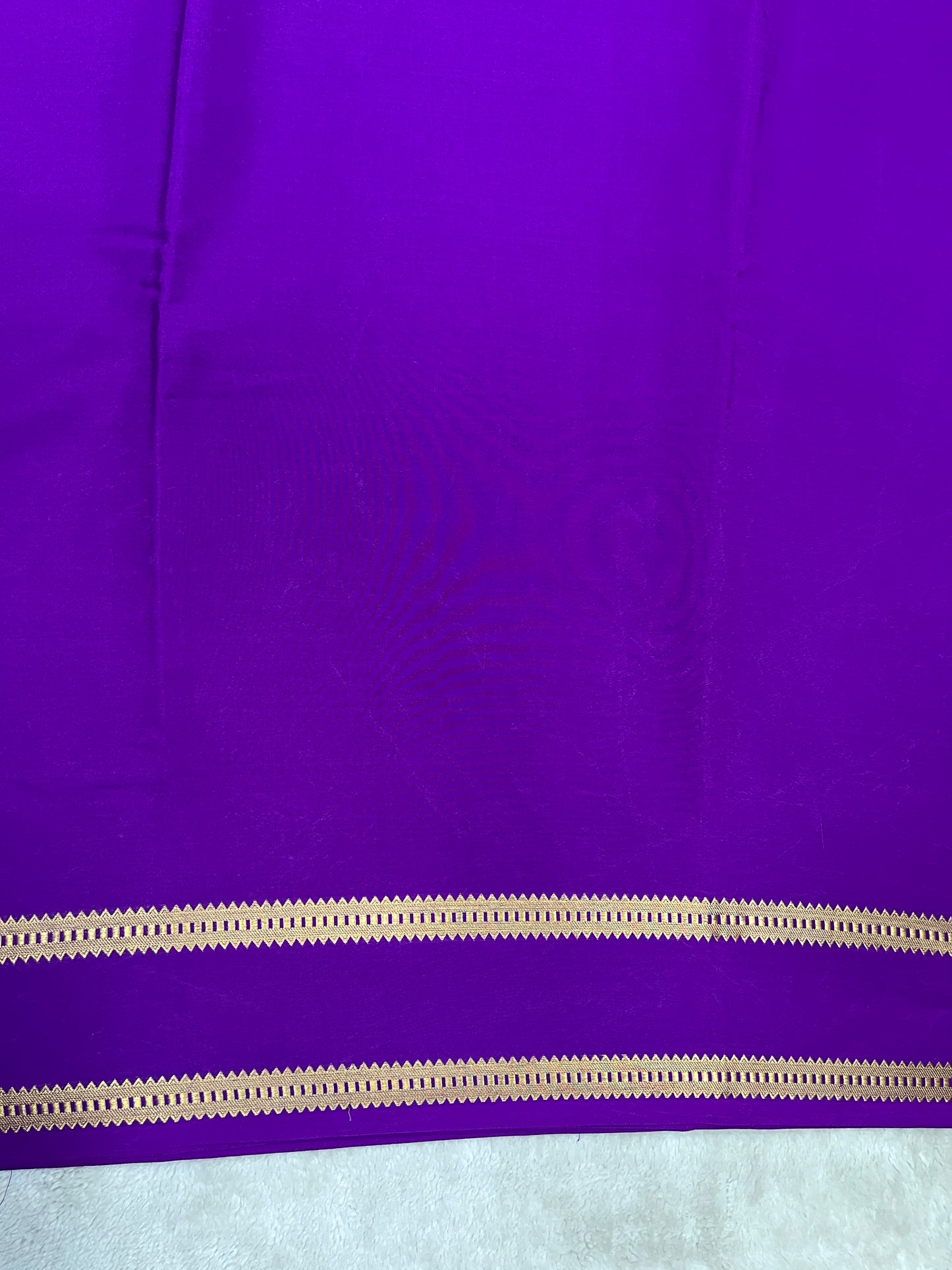 Pure Crepe Mysore Silk Saree With Purple in self color Blouse