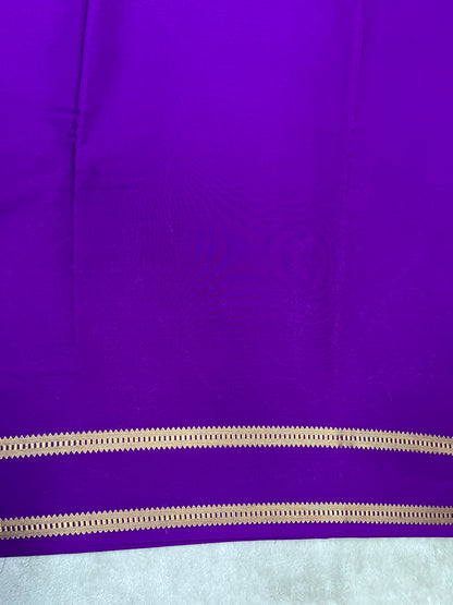 Pure Crepe Mysore Silk Saree With Purple in self color Blouse