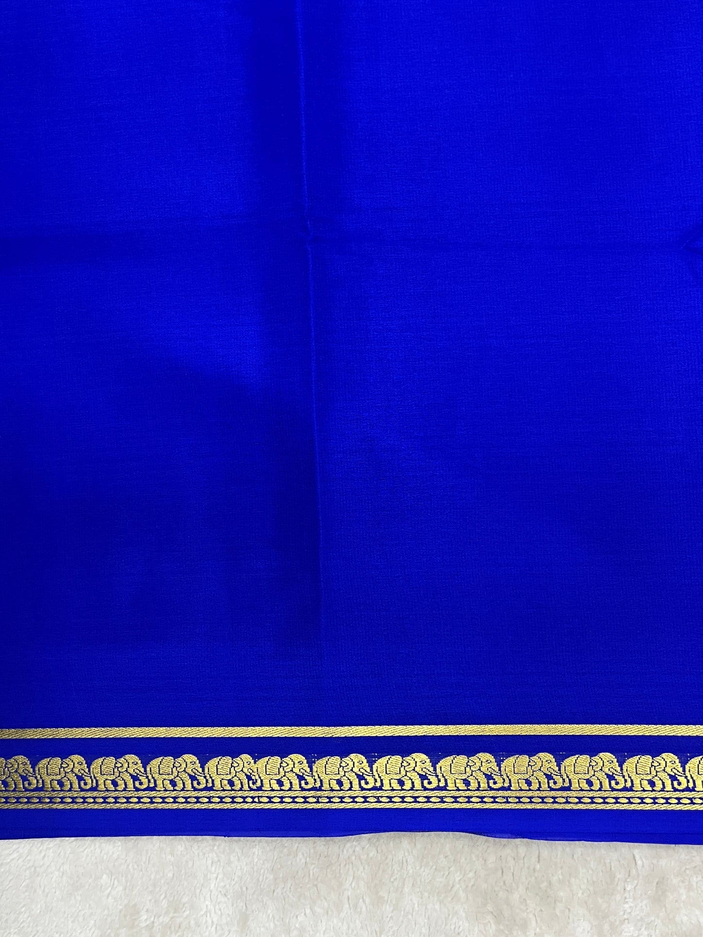Pure crepe Mysore silk saree In Royal Blue With Self Blouse  - 1146006