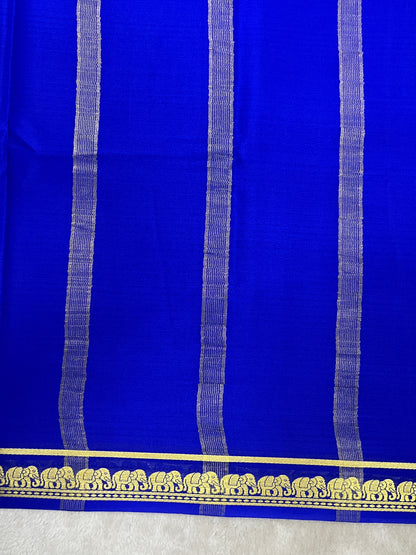 Pure Crepe Mysore Silk Saree With Royal Blue in self color Blouse