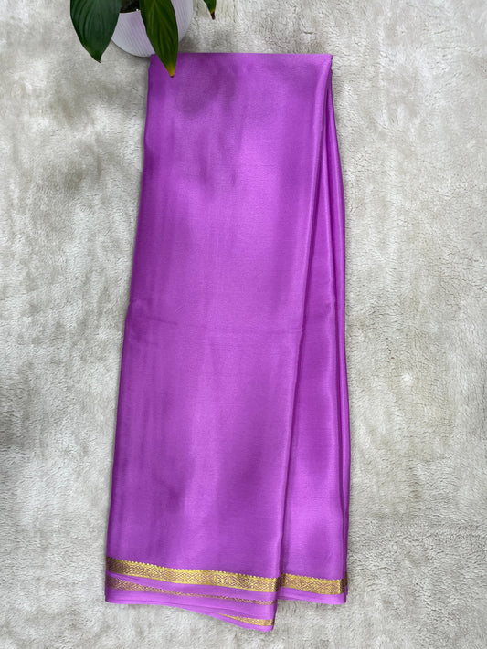 Pure crepe Mysore silk saree In Lavender With Self Blouse- 1146006