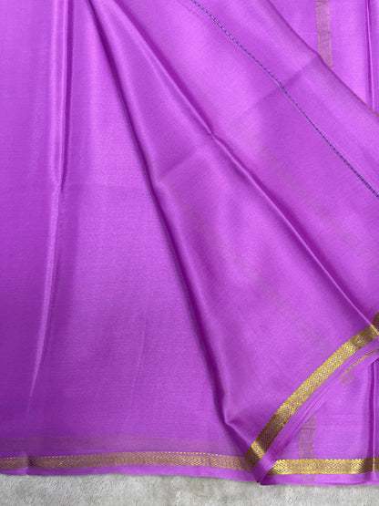 Pure crepe Mysore silk saree In Lavender With Self Blouse- 1146006