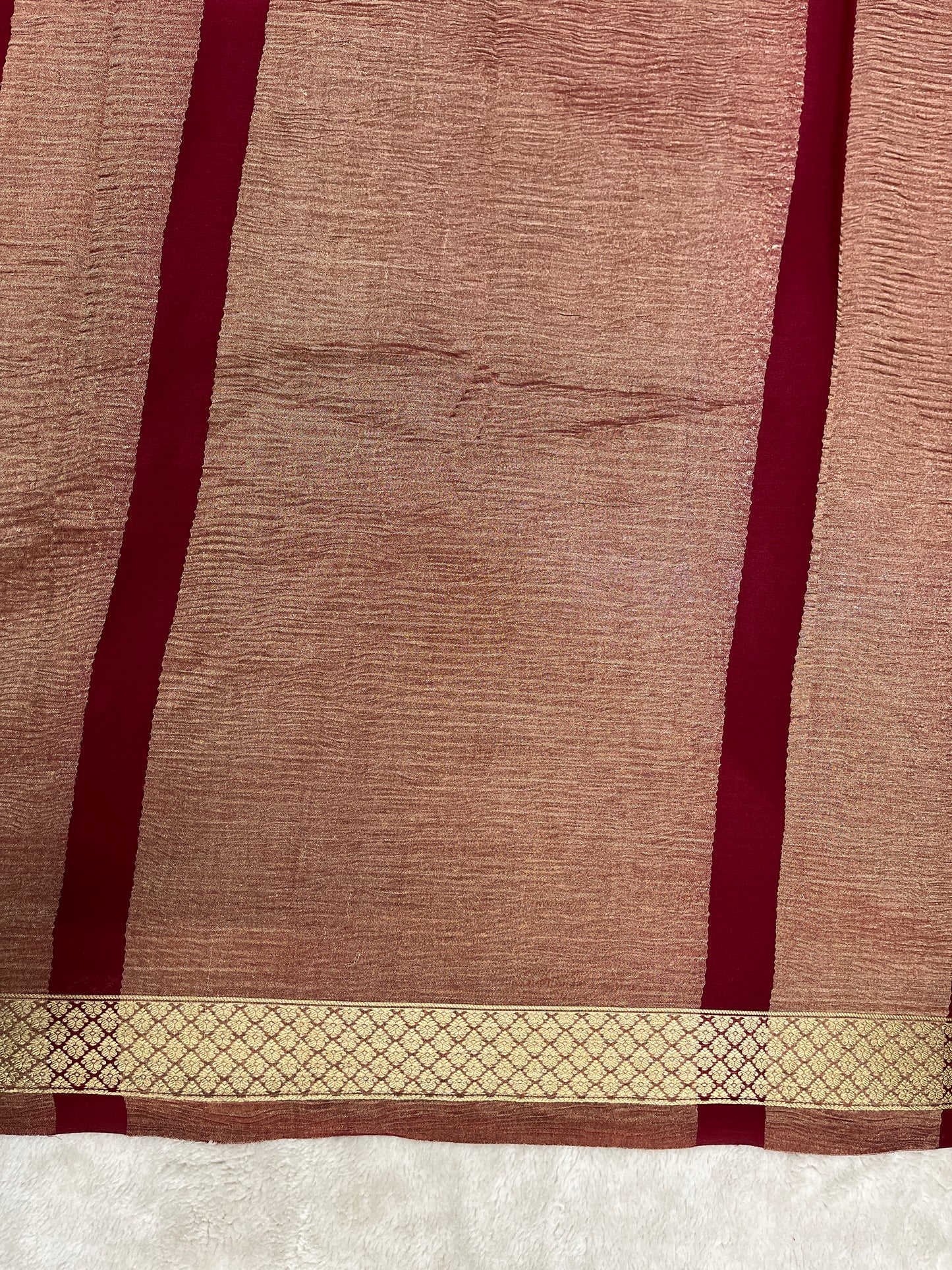 Pure crepe Mysore silk saree In Red With Self Blouse - 1145311