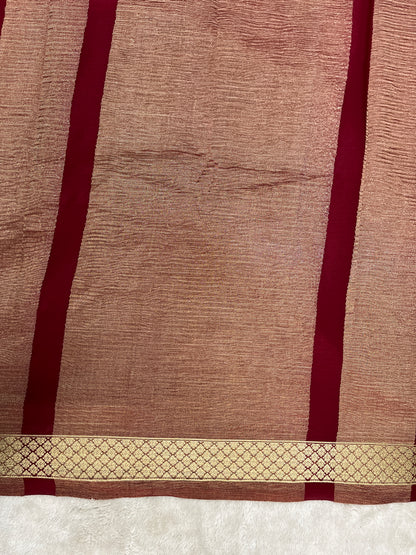 Pure crepe Mysore silk saree In Red With Self Blouse - 1145311