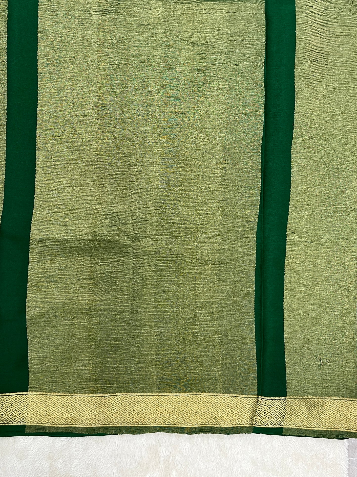 Pure crepe Mysore silk saree In Green With Self Blouse- 1145311