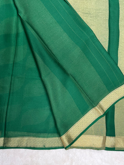 Pure crepe Mysore silk saree In Green With Self Blouse- 1145311