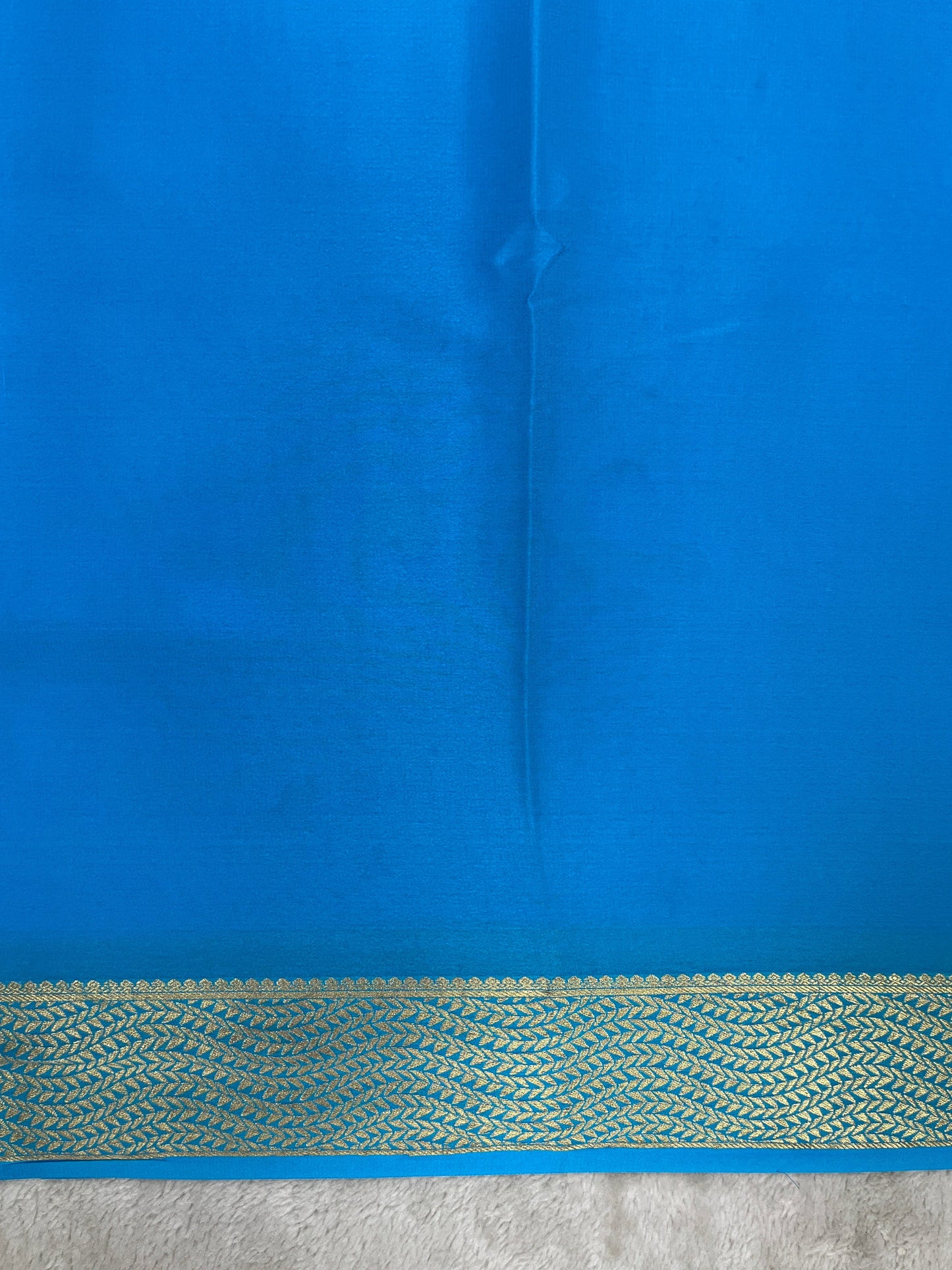 Pure crepe Mysore silk saree In Light Blue With Self Blouse- 16271502