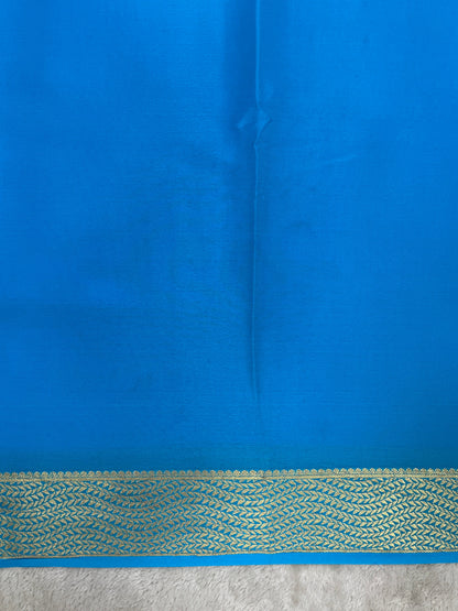 Pure crepe Mysore silk saree In Light Blue With Self Blouse- 16271502