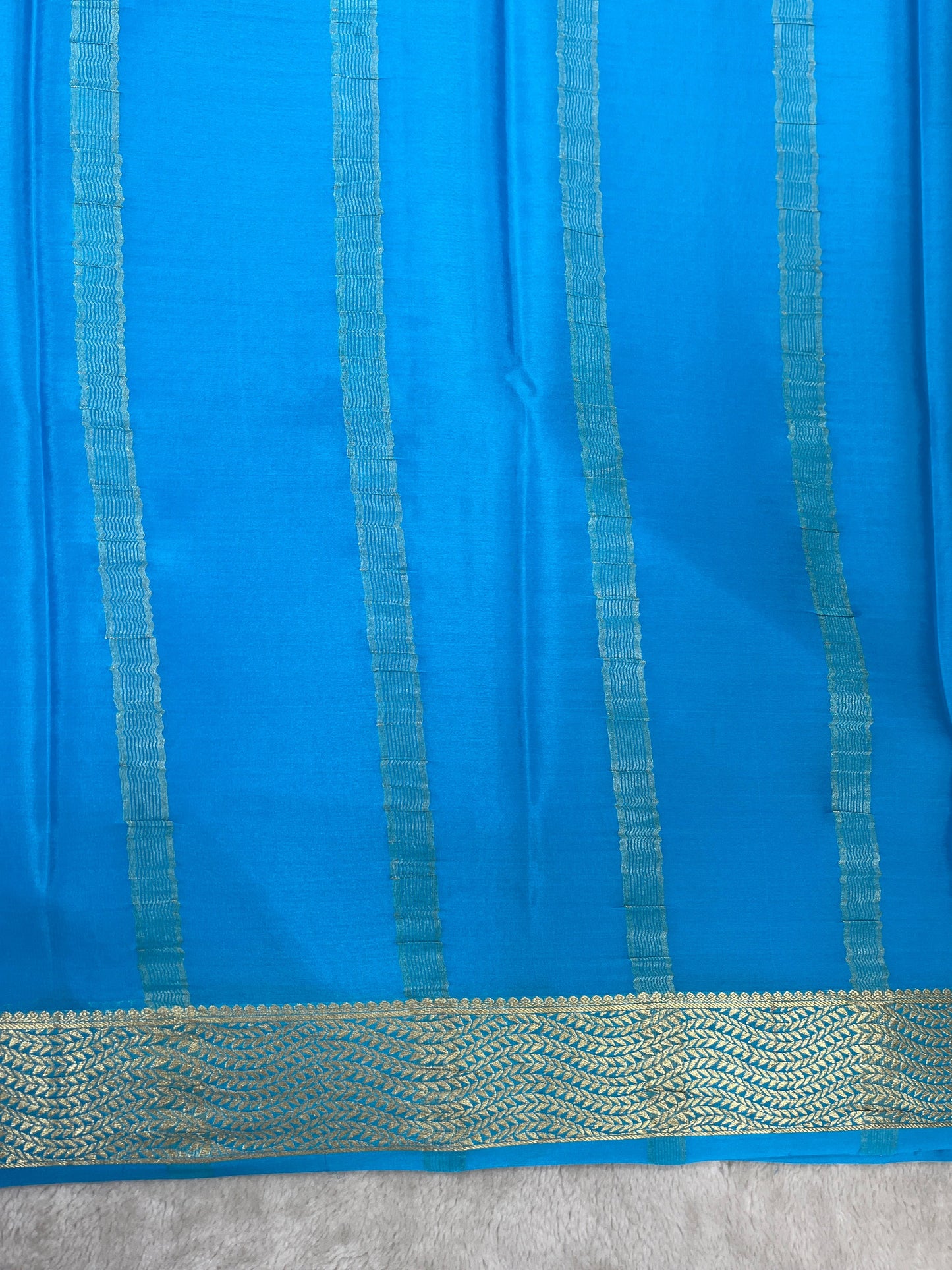 Pure crepe Mysore silk saree In Light Blue With Self Blouse- 16271502