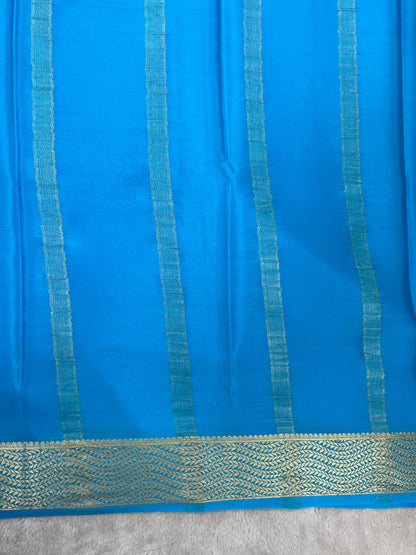 Pure crepe Mysore silk saree In Light Blue With Self Blouse- 16271502