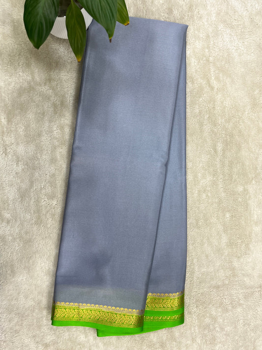Pure crepe Mysore silk saree In Grey Self Color Blouse- 1146006