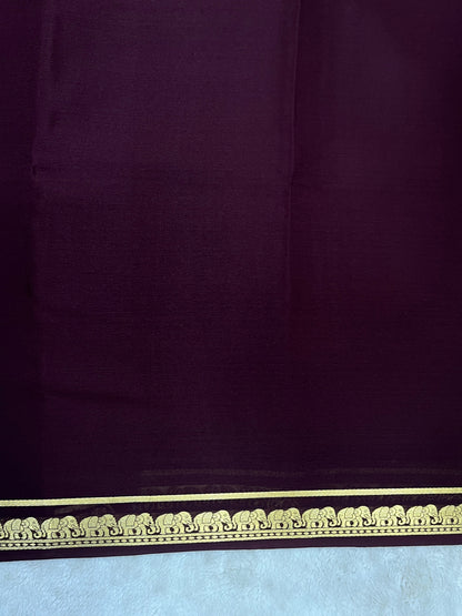 Pure crepe Mysore silk saree In Brown Self Color Blouse- 1146006