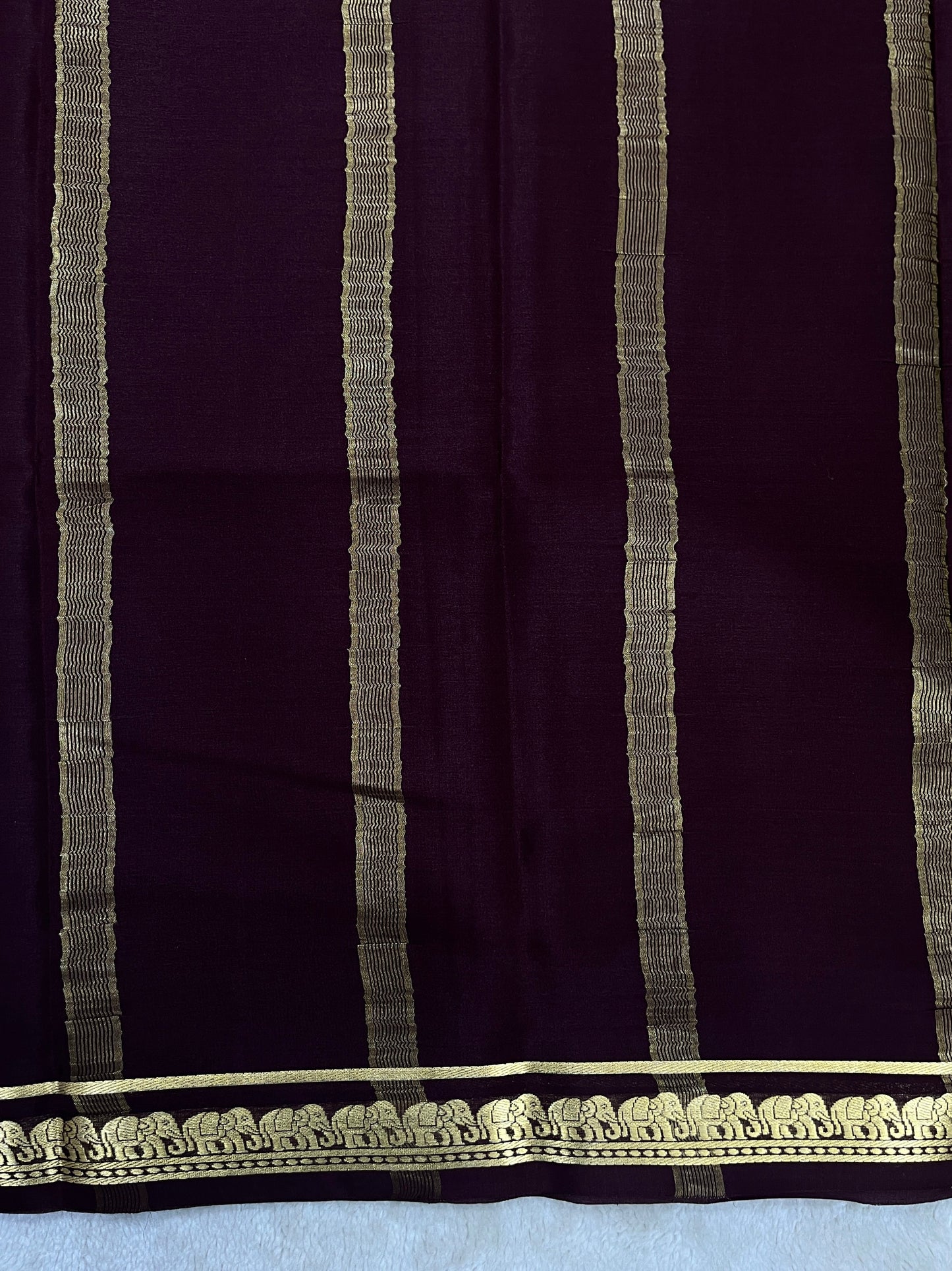 Pure crepe Mysore silk saree In Brown Self Color Blouse- 1146006