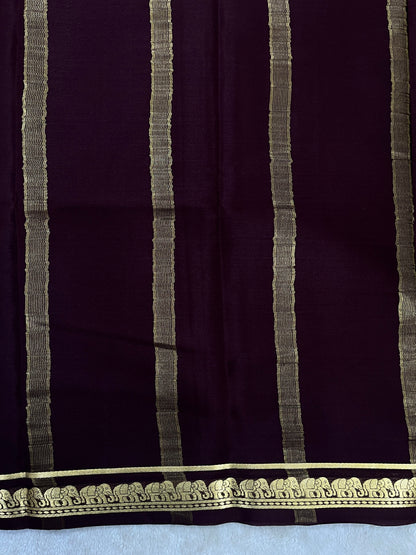 Pure crepe Mysore silk saree In Brown Self Color Blouse- 1146006