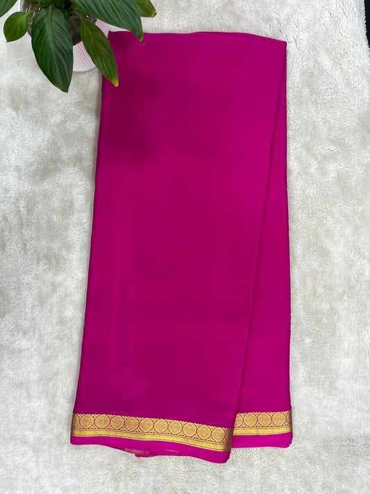 Pure crepe Mysore silk saree In Pink Self Color Blous - 186813