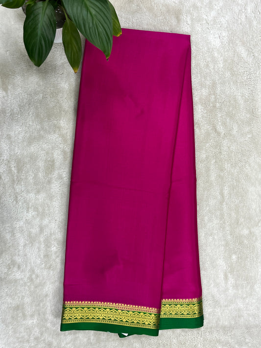 Pure crepe Mysore silk saree In Pink & Green Color Blouse- 1146006