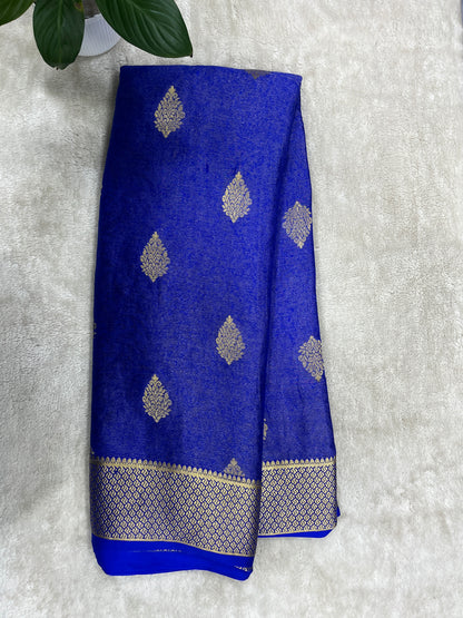 Pure crepe mysore silk Beocade self In Navy Blue  16271503