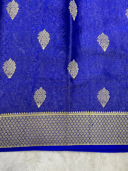 Pure crepe mysore silk Beocade self In Navy Blue  16271503