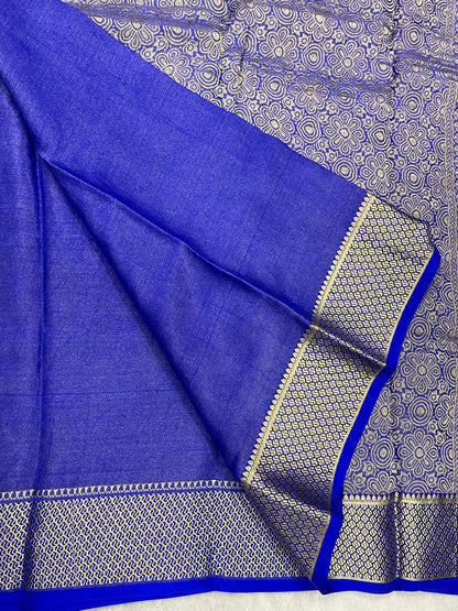 Pure crepe mysore silk Beocade self In Navy Blue  16271503