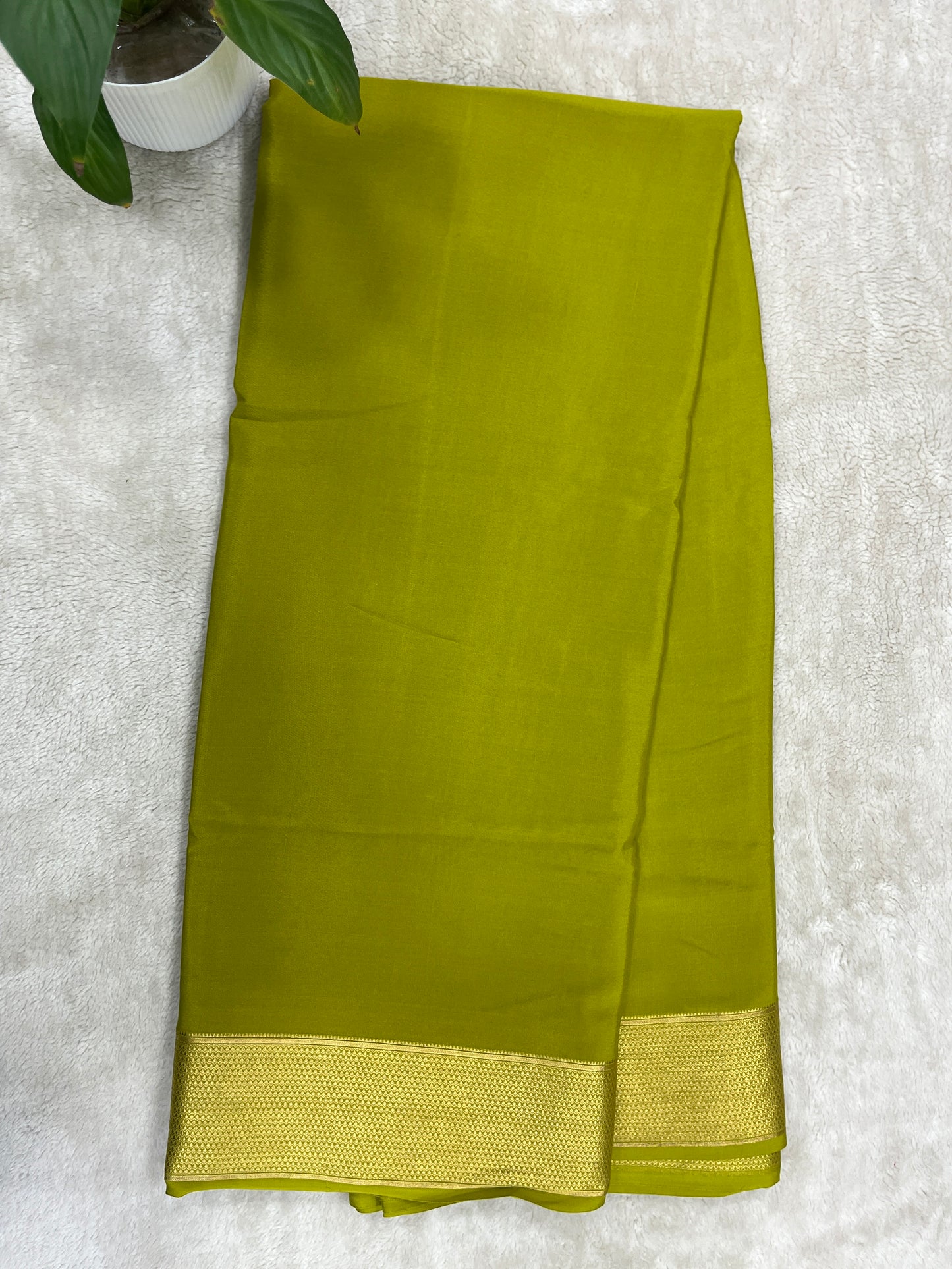 pure crepe mysore silk In Green plain self Blouse- 16271502